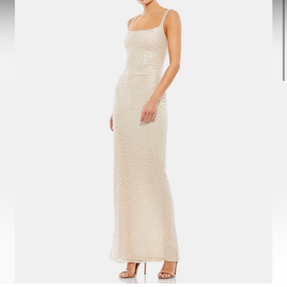 MAC DUGGAL NUDE SEQUINED GOWN DRESS 4